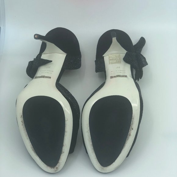 Embellished Black D'orsay pumps with bow - Picture 4 of 5